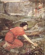John William Waterhouse Study:Maiidens picking Flowers by a Stream (mk41) Spain oil painting artist